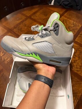 Jordan Men's Athletic Shoes Gray with Neon Green Accents